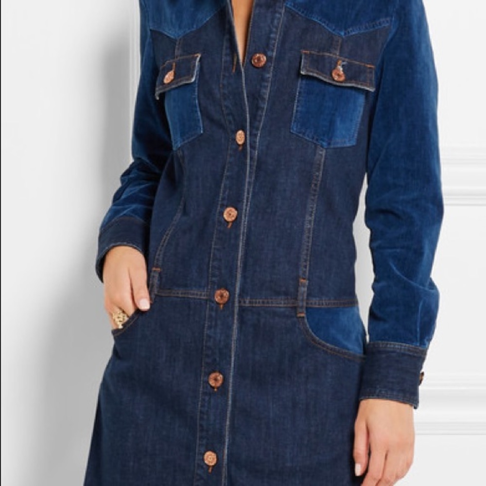Chloe Patchwork Denim Jacket Dress - image 2